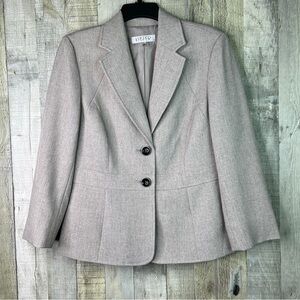 Kasper Size 6 Gray (Palm Desert) Lined Blazer w/2 Button Front Padded Shoulders